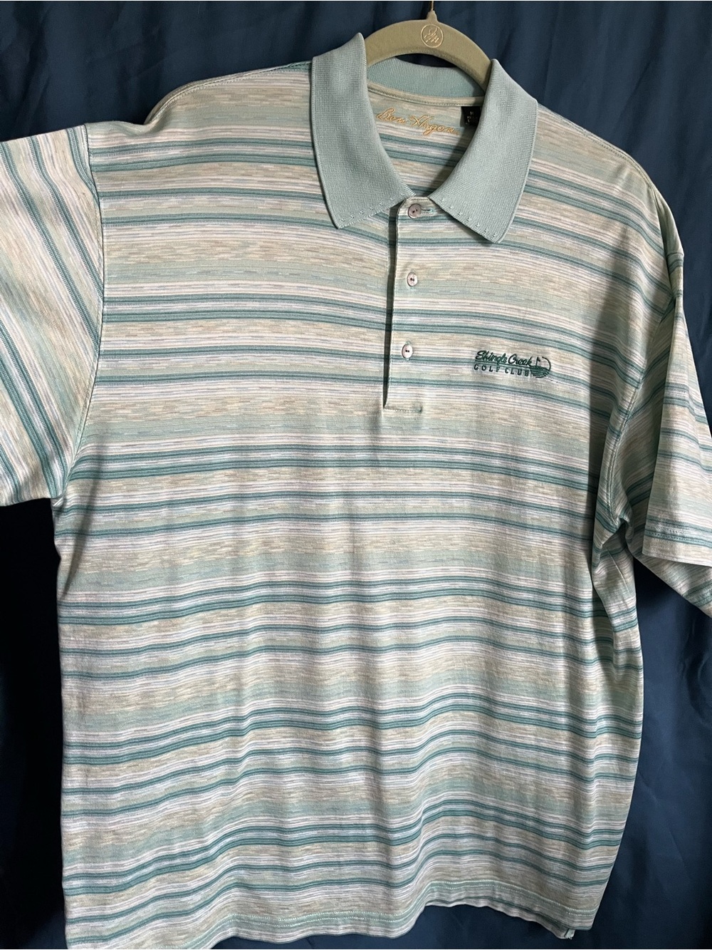 Hogan Men's Striped Polo in Aqua, Teal and White